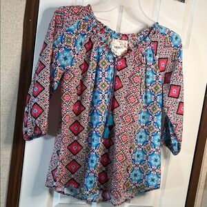 Lalagen Multicolor Geometric Print Blouse